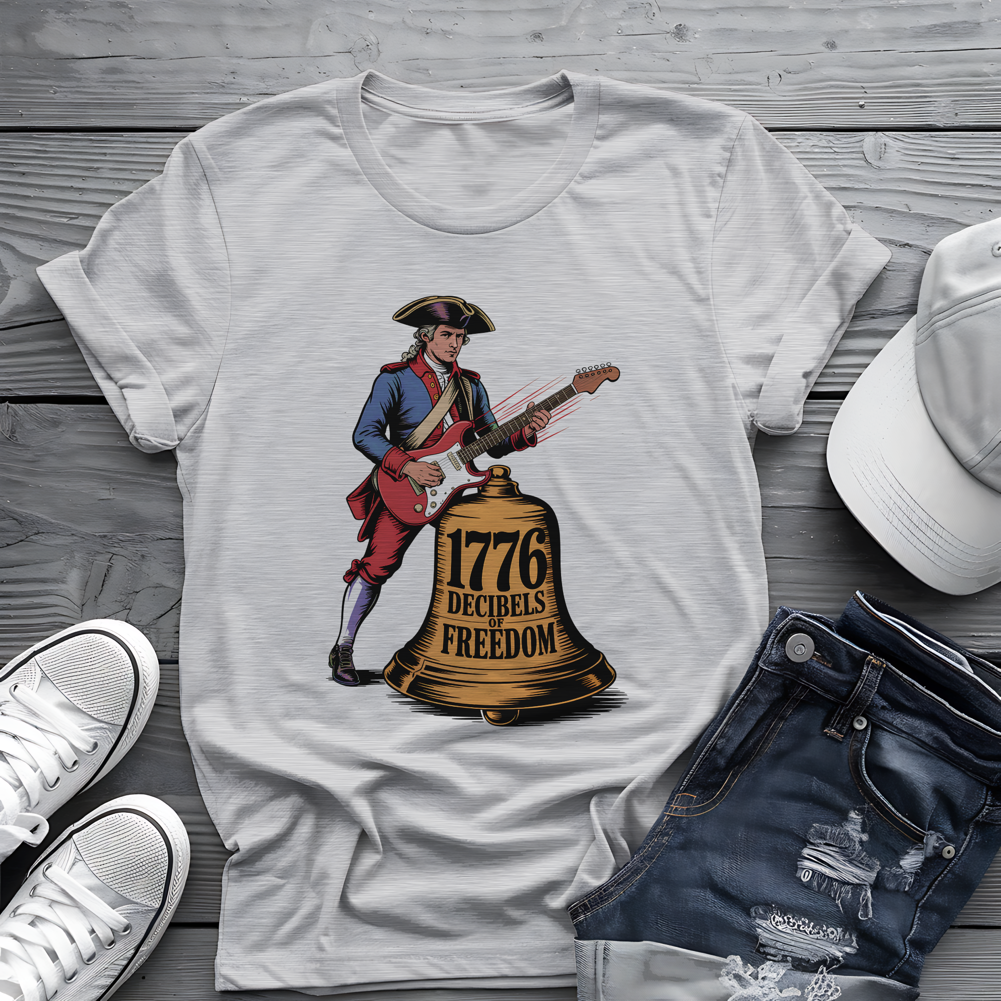 1776 Decibels Tee 🎸 Patriotic 4th of July Music Shirt - Freedom Rock