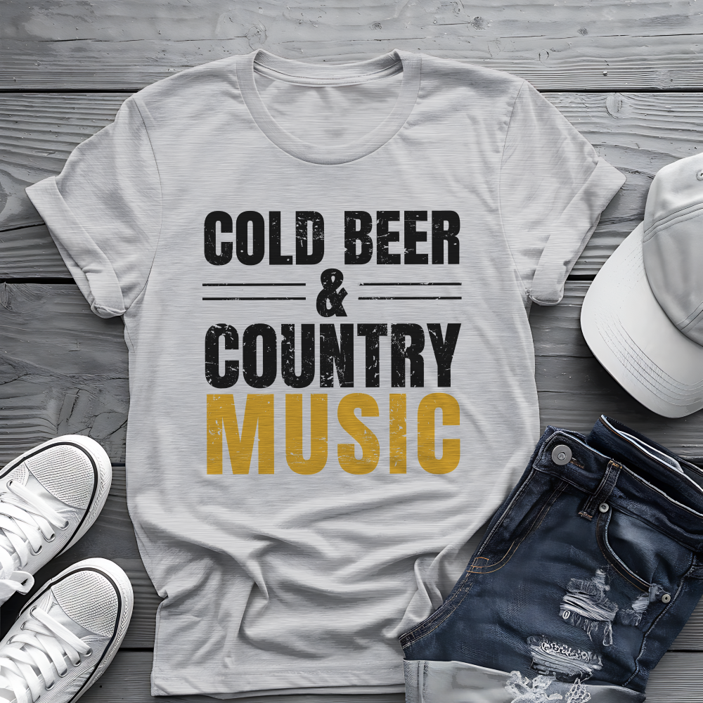 Cold Beer Country Tee 🍺🎶 Funny Country Music Shirt
