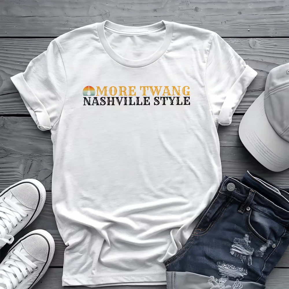 Nashville Twang Tee 🎸 Sunset Guitar - Funny Country Music Shirt