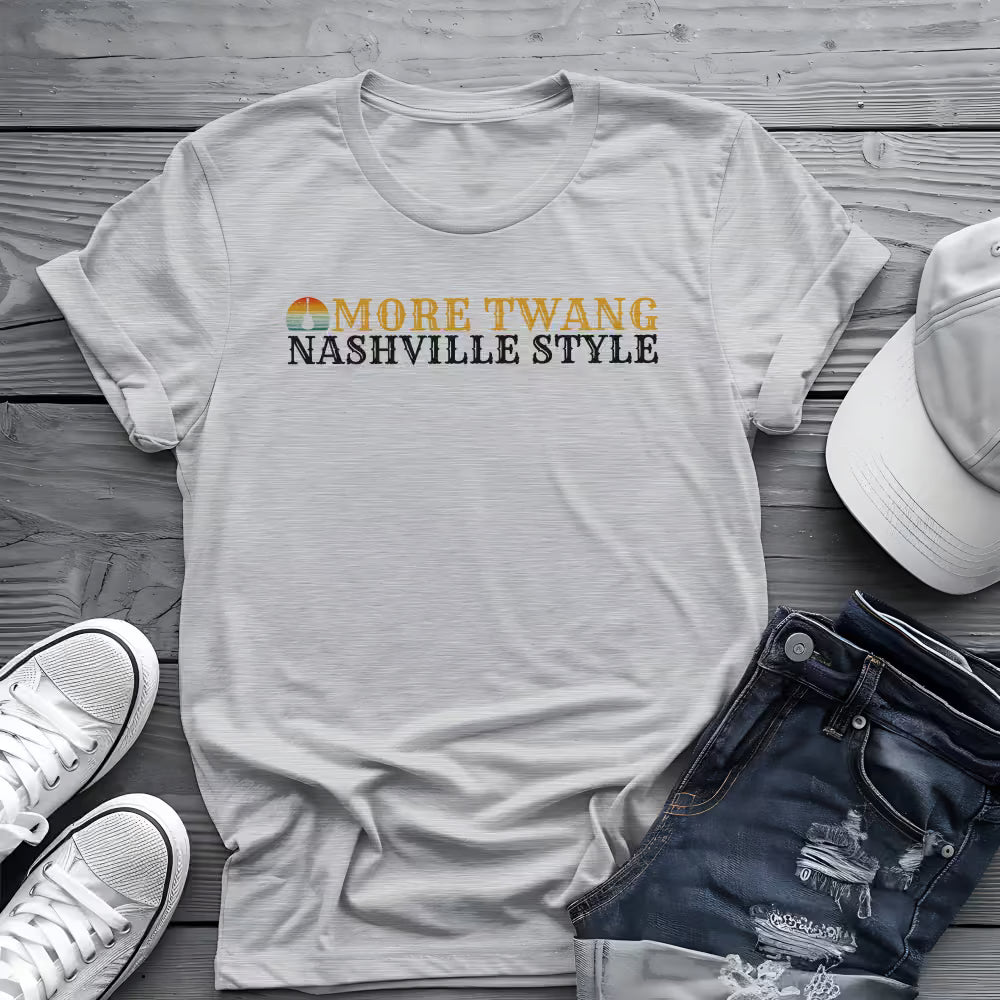 Nashville Twang Tee 🎸 Sunset Guitar - Funny Country Music Shirt