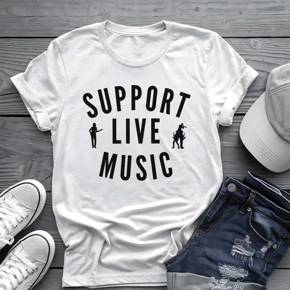 Support Live Music Tee 🎶 Musician Silhouettes Shirt - Concert Shirt