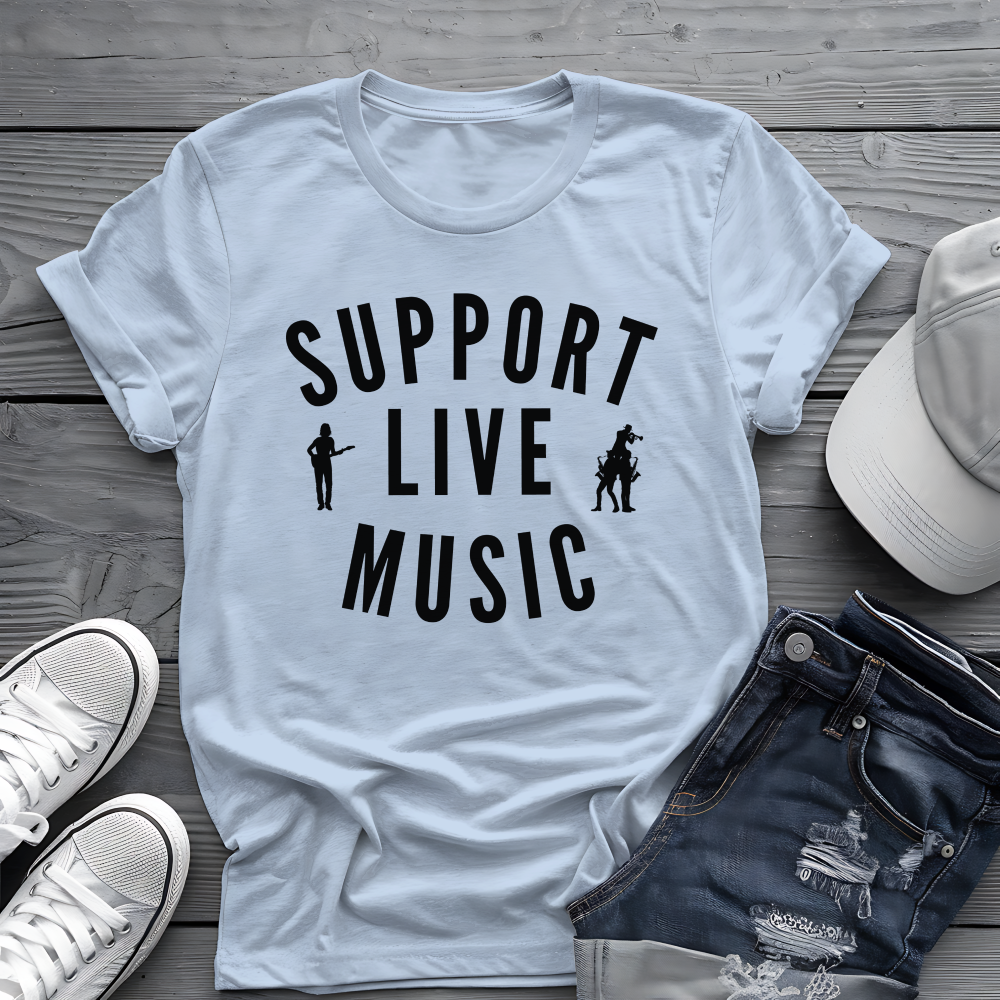 Support Live Music Tee 🎶 Musician Silhouettes Shirt - Concert Shirt