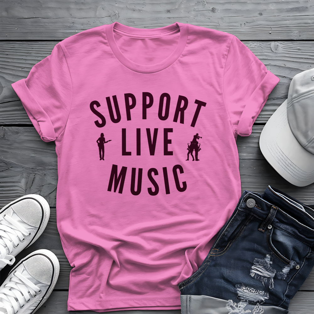 Support Live Music Tee 🎶 Musician Silhouettes Shirt - Concert Shirt