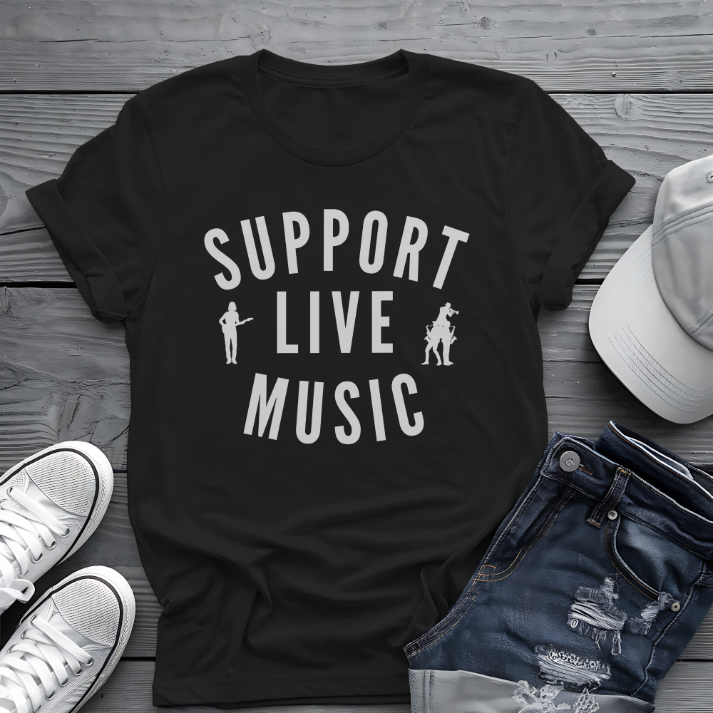 Support Live Music Tee 🎶 Musician Silhouettes Shirt - Concert Shirt