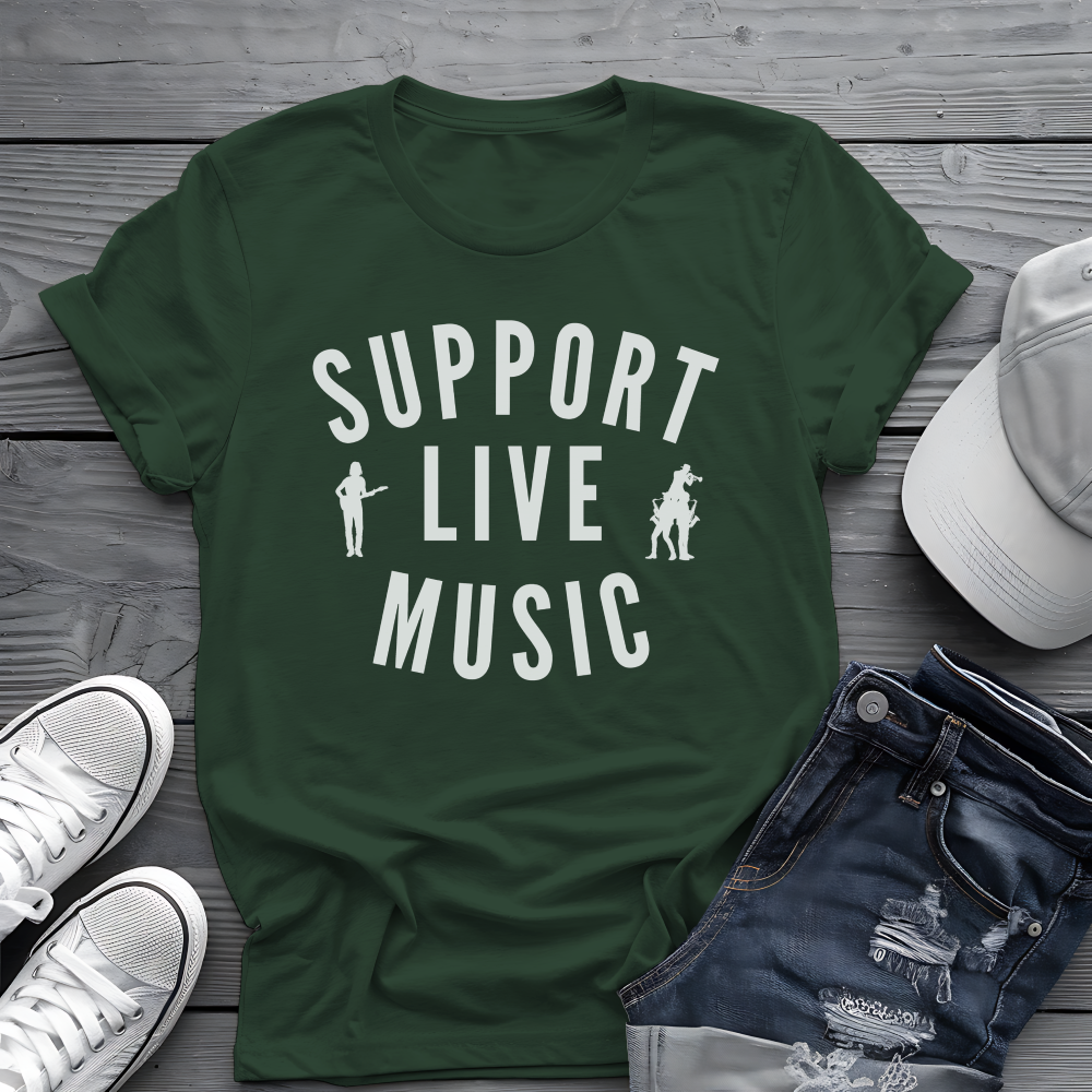 Support Live Music Tee 🎶 Musician Silhouettes Shirt - Concert Shirt