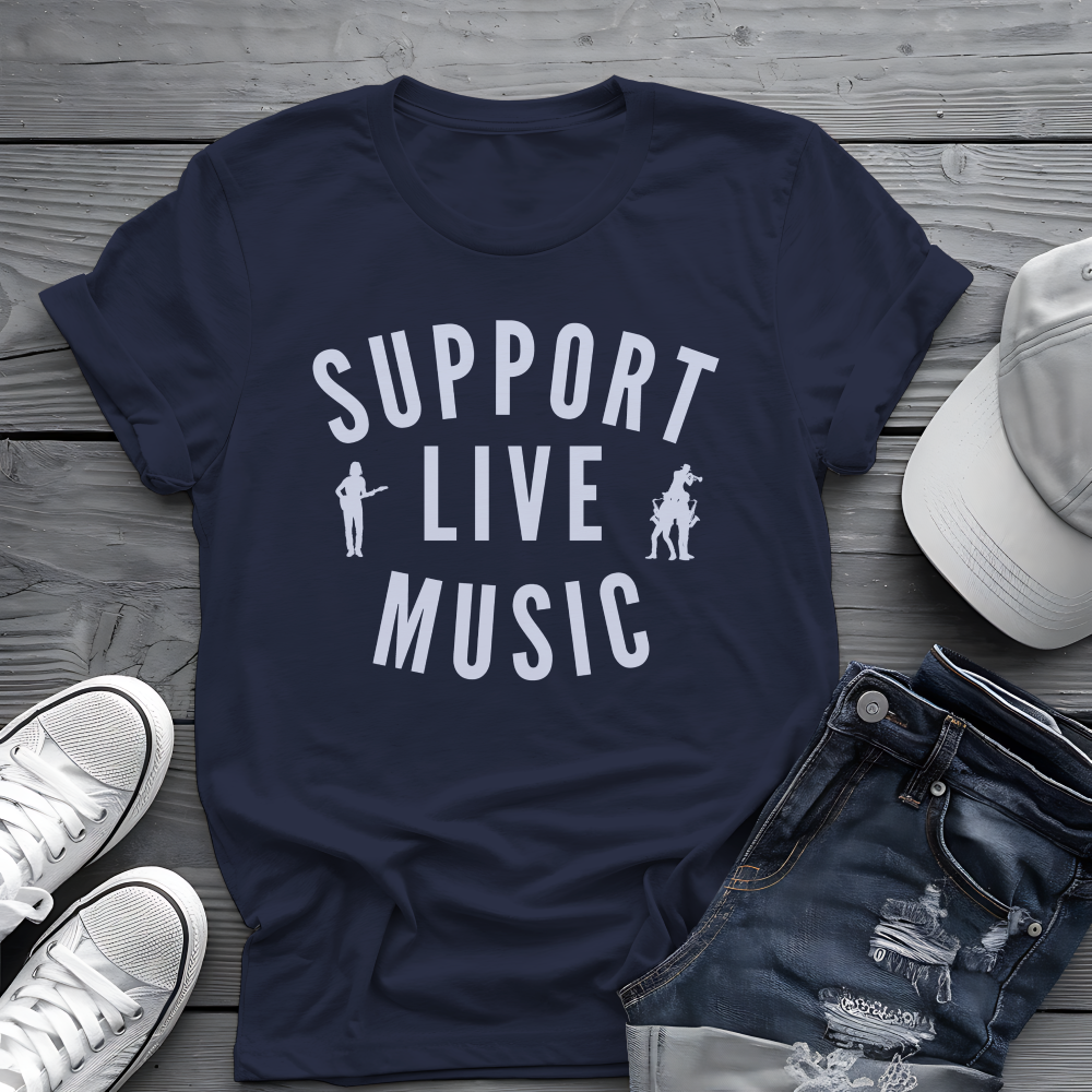 Support Live Music Tee 🎶 Musician Silhouettes Shirt - Concert Shirt
