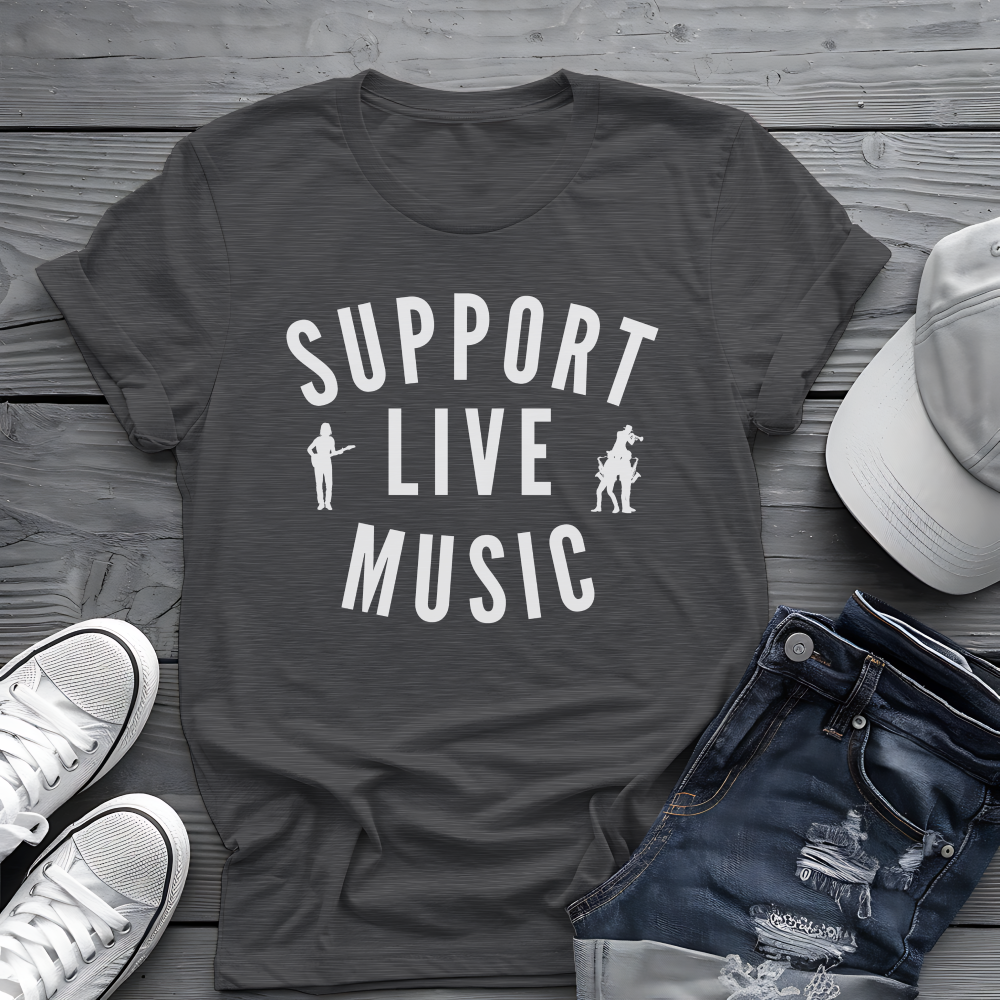 Support Live Music Tee 🎶 Musician Silhouettes Shirt - Concert Shirt