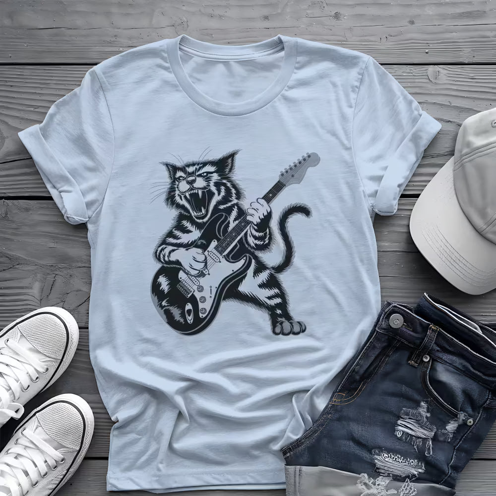 Rock Cat Guitar Tee 🎸 Funny Cat Guitar Shirt