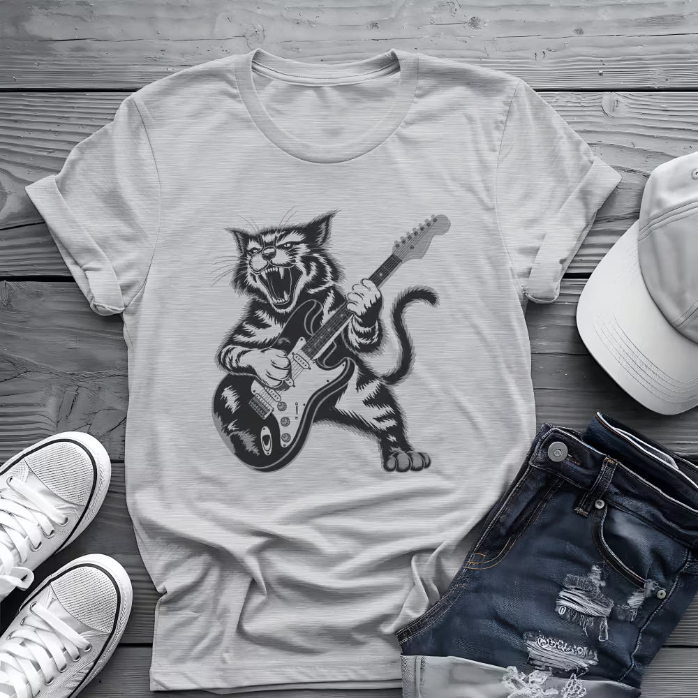 Rock Cat Guitar Tee 🎸 Funny Cat Guitar Shirt