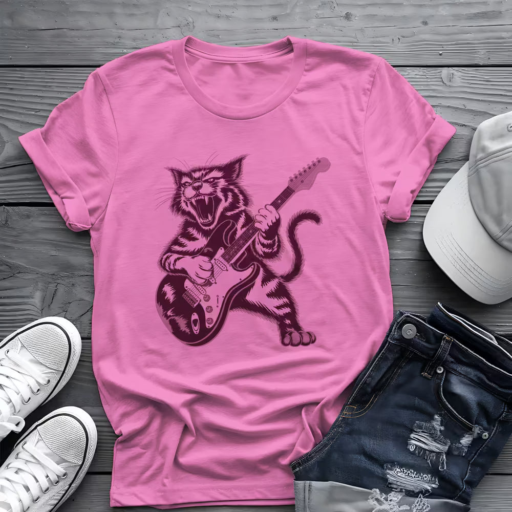 Rock Cat Guitar Tee 🎸 Funny Cat Guitar Shirt