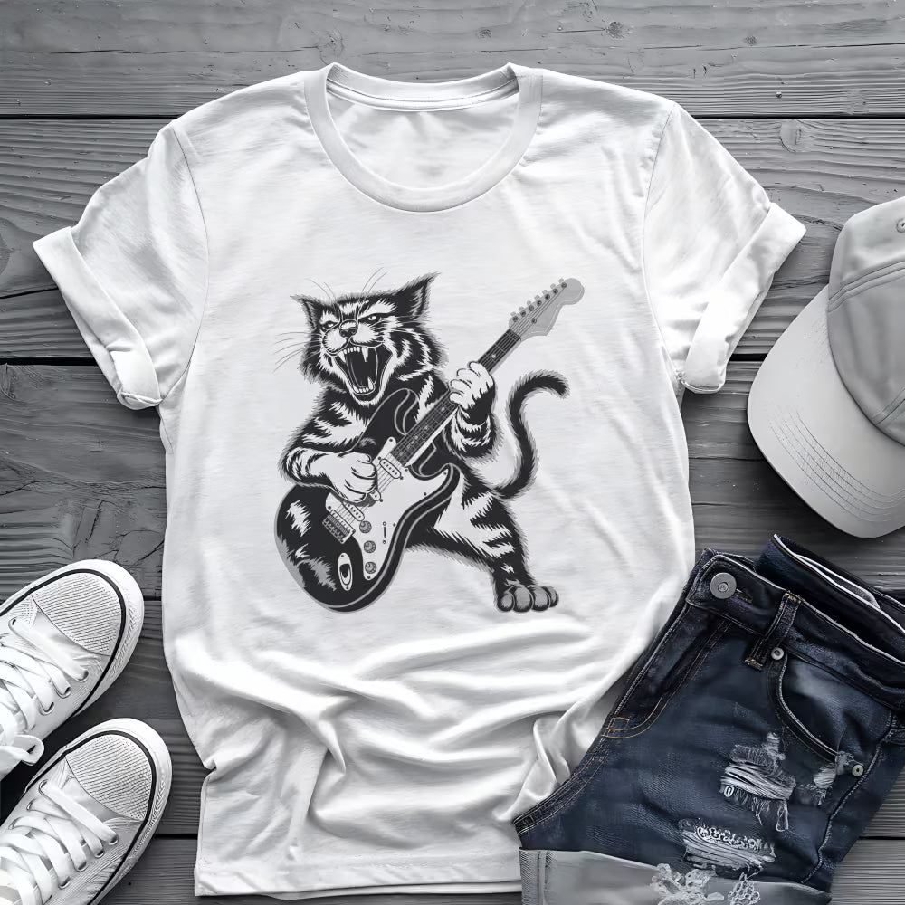 Rock Cat Guitar Tee 🎸 Funny Cat Guitar Shirt