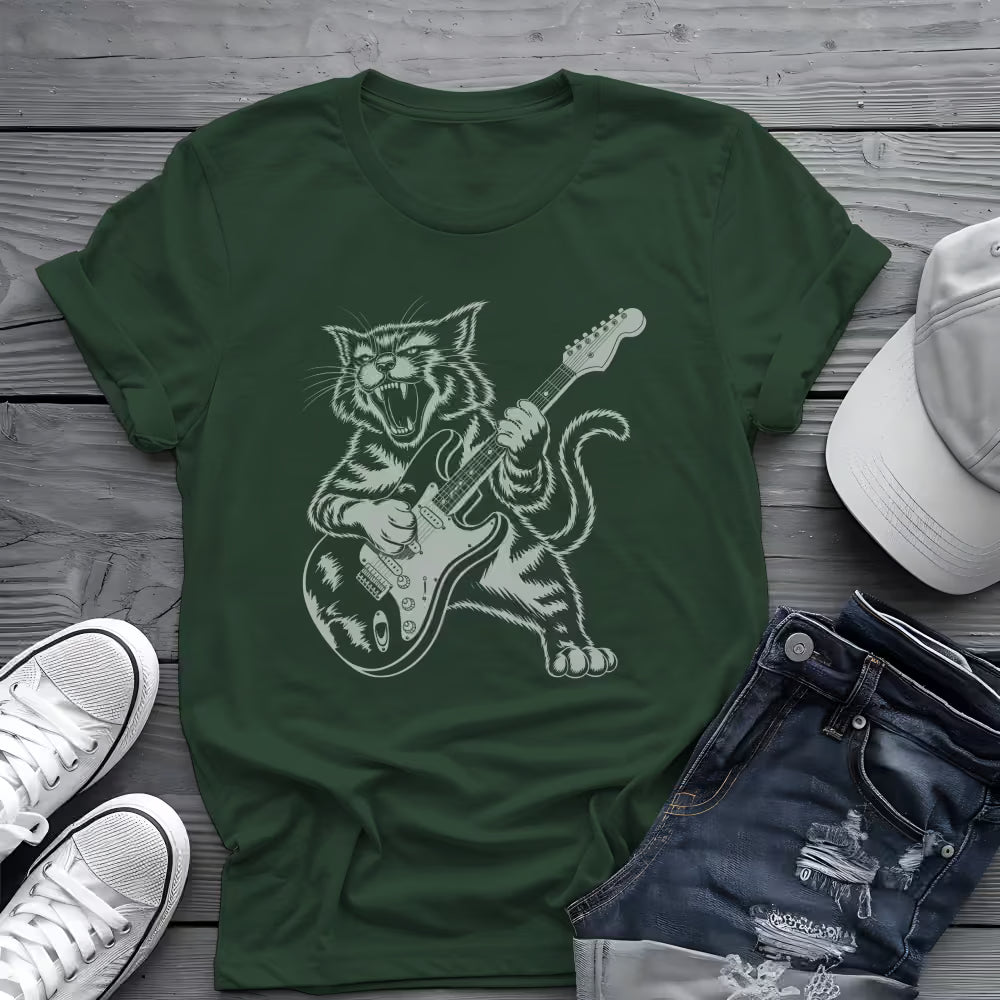 Rock Cat Guitar Tee 🎸 Funny Cat Guitar Shirt