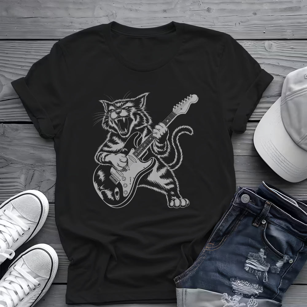 Rock Cat Guitar Tee 🎸 Funny Cat Guitar Shirt