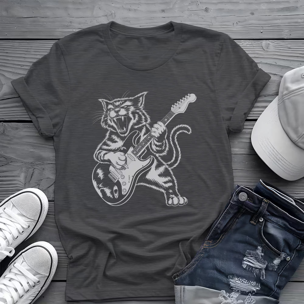 Rock Cat Guitar Tee 🎸 Funny Cat Guitar Shirt
