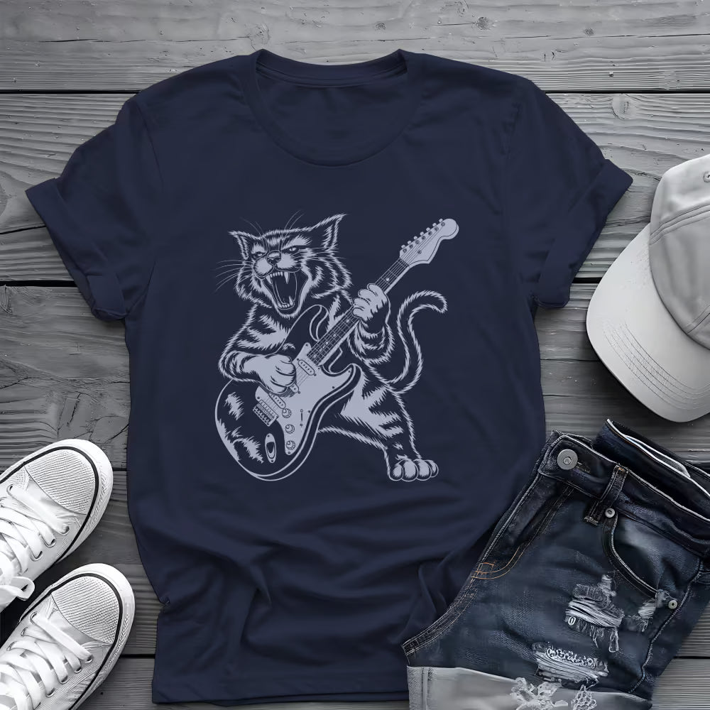 Rock Cat Guitar Tee 🎸 Funny Cat Guitar Shirt