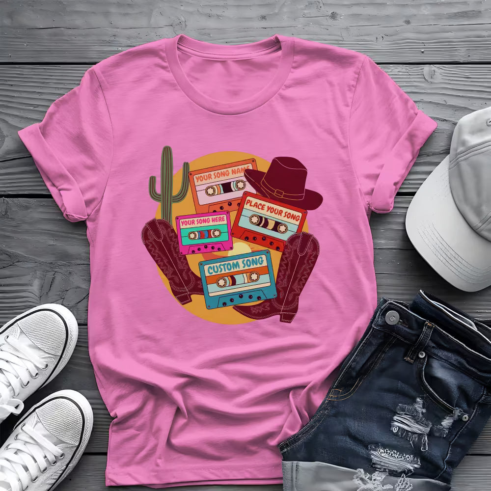 Custom Country Cassette Tee 🤠 Personalized Music Shirt - Retro Western Shirt