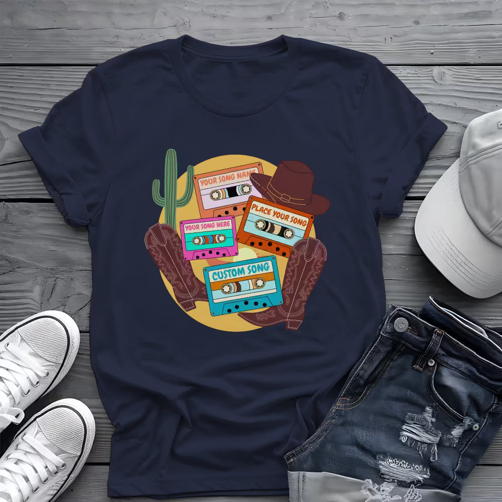 Custom Country Cassette Tee 🤠 Personalized Music Shirt - Retro Western Shirt