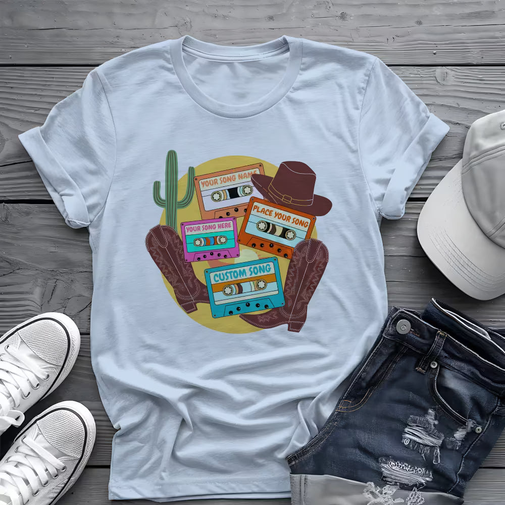 Custom Country Cassette Tee 🤠 Personalized Music Shirt - Retro Western Shirt