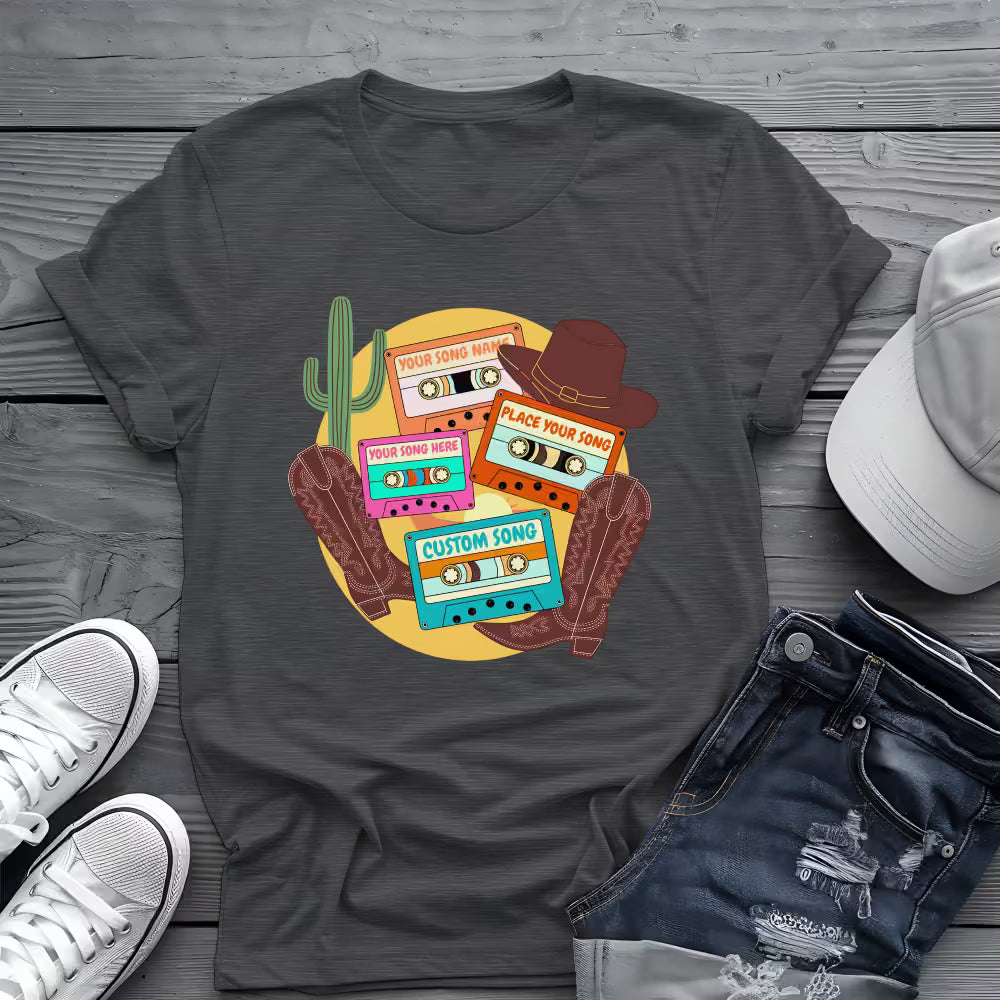 Custom Country Cassette Tee 🤠 Personalized Music Shirt - Retro Western Shirt
