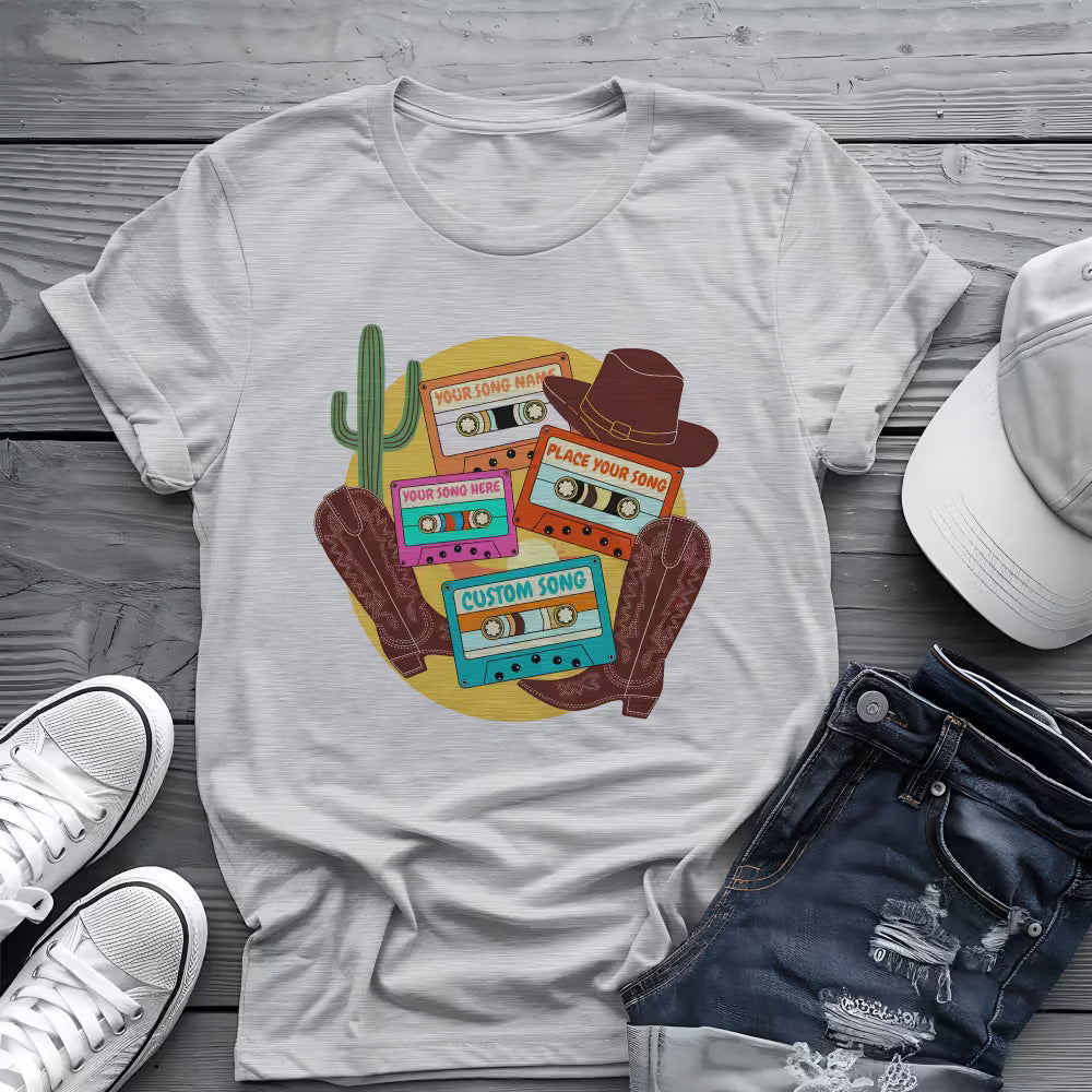 Custom Country Cassette Tee 🤠 Personalized Music Shirt - Retro Western Shirt