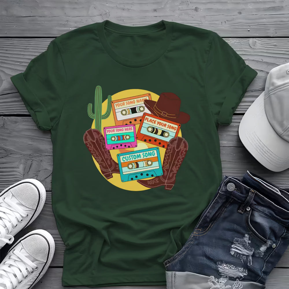 Custom Country Cassette Tee 🤠 Personalized Music Shirt - Retro Western Shirt