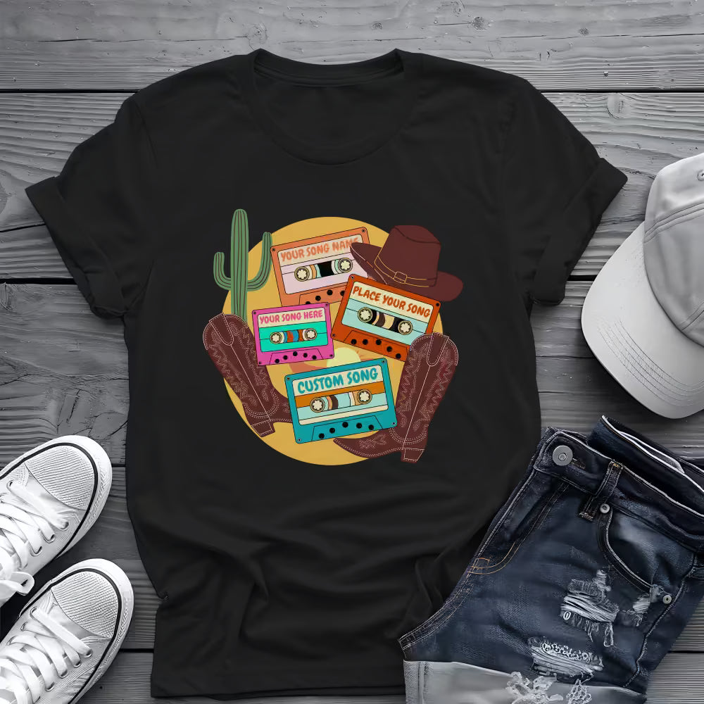 Custom Country Cassette Tee 🤠 Personalized Music Shirt - Retro Western Shirt