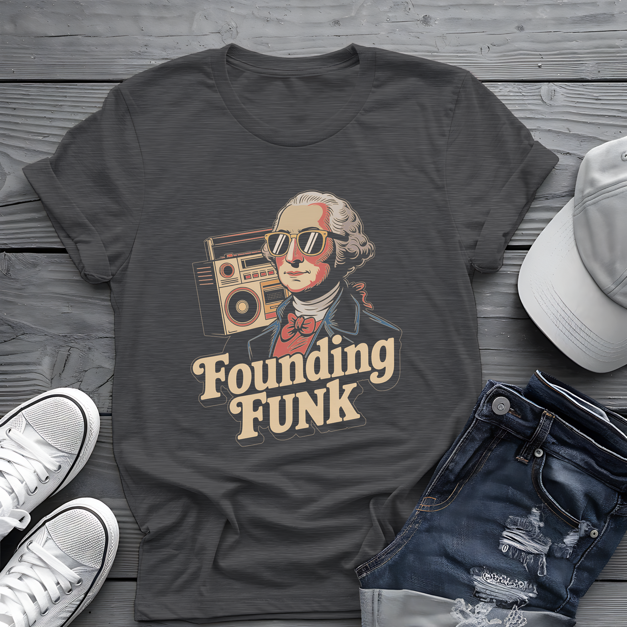 Founding Funk Tee 🕶️ Retro Washington 4th of July Music Shirt