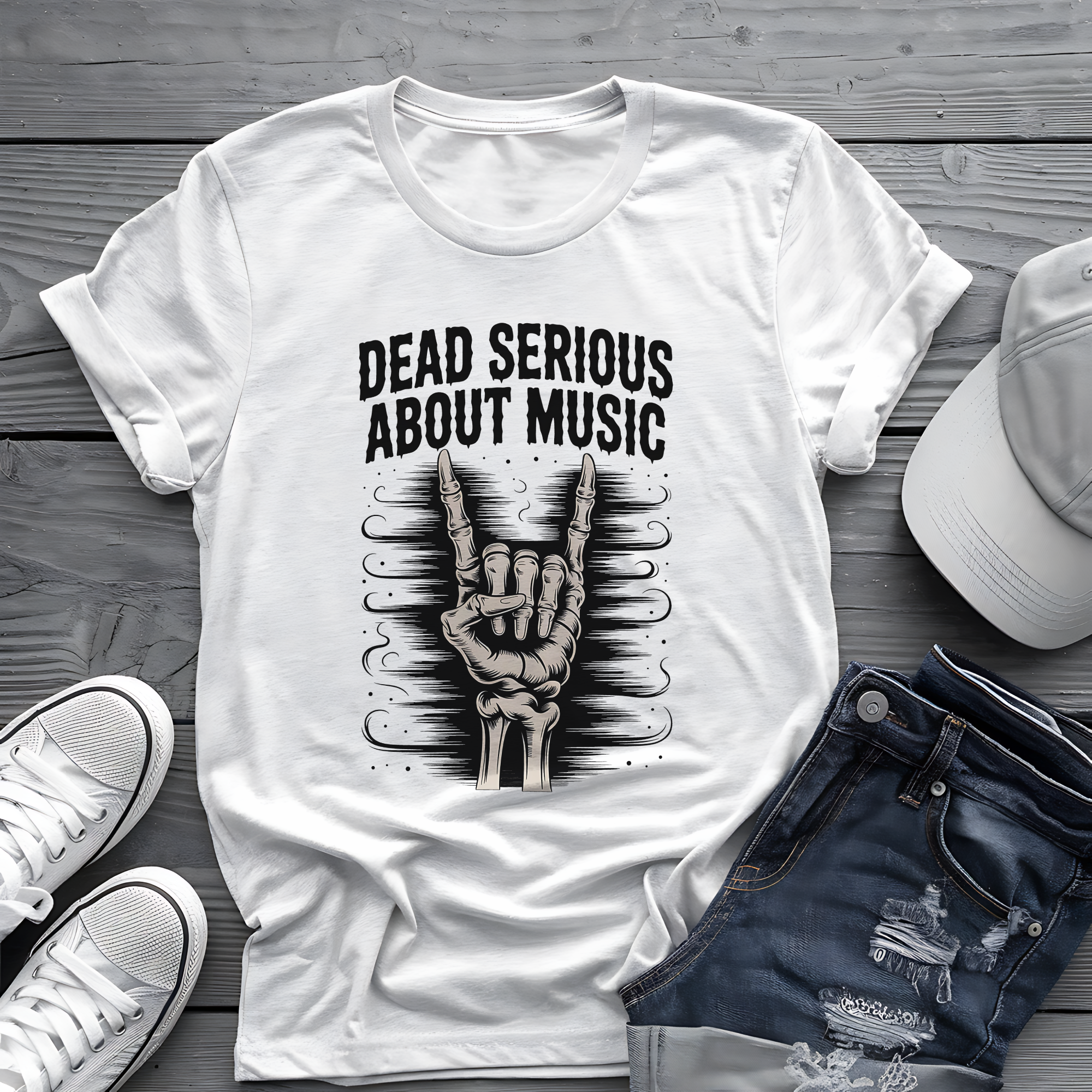 Dead Serious About Music Tee 💀  Spooky Bones Shirt