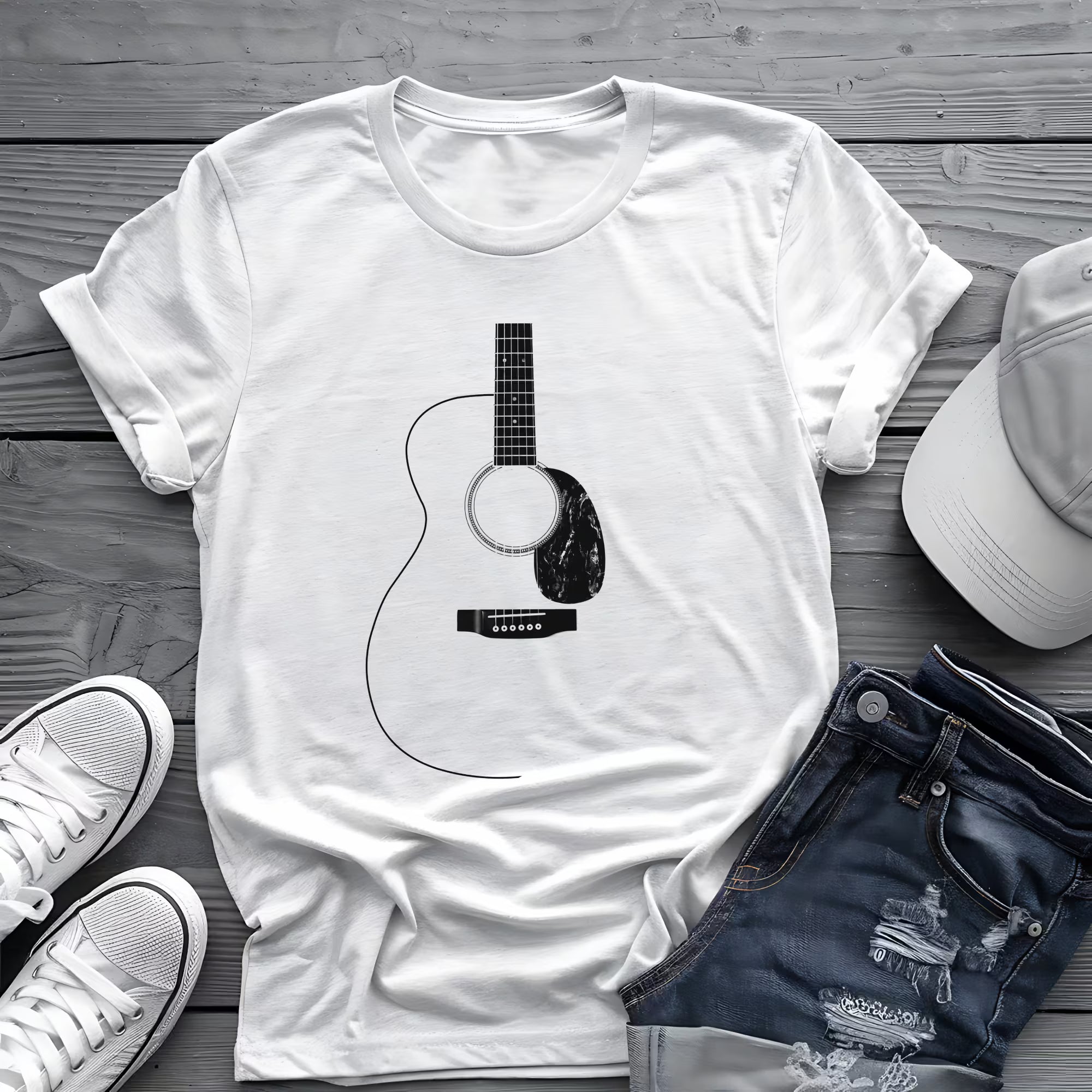 Minimalist Acoustic Guitar Tee 🎸 Clean Music Shirt - Guitar Lover Shirt