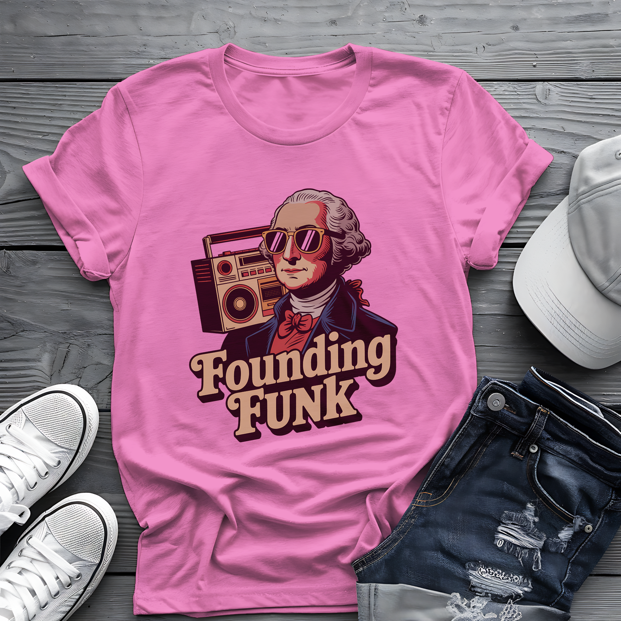 Founding Funk Tee 🕶️ Retro Washington 4th of July Music Shirt