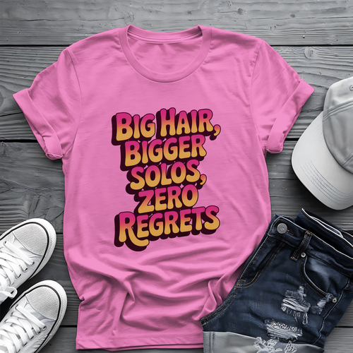 Big Hair & Solos Tee 🎸 80s Rock Attitude Shirt