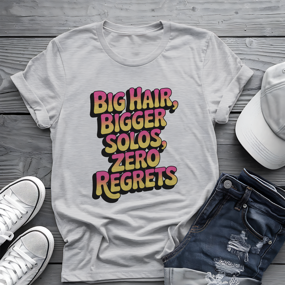 Big Hair & Solos Tee 🎸 80s Rock Attitude Shirt