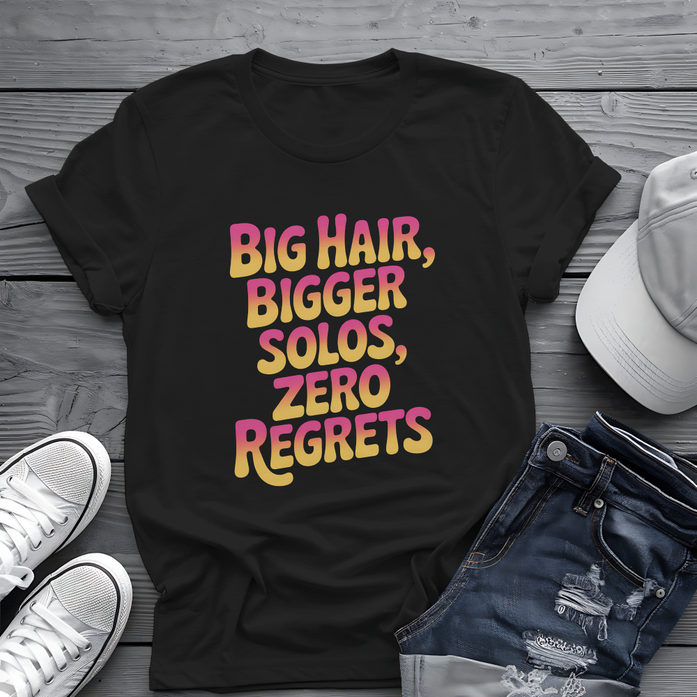 Big Hair & Solos Tee 🎸 80s Rock Attitude Shirt