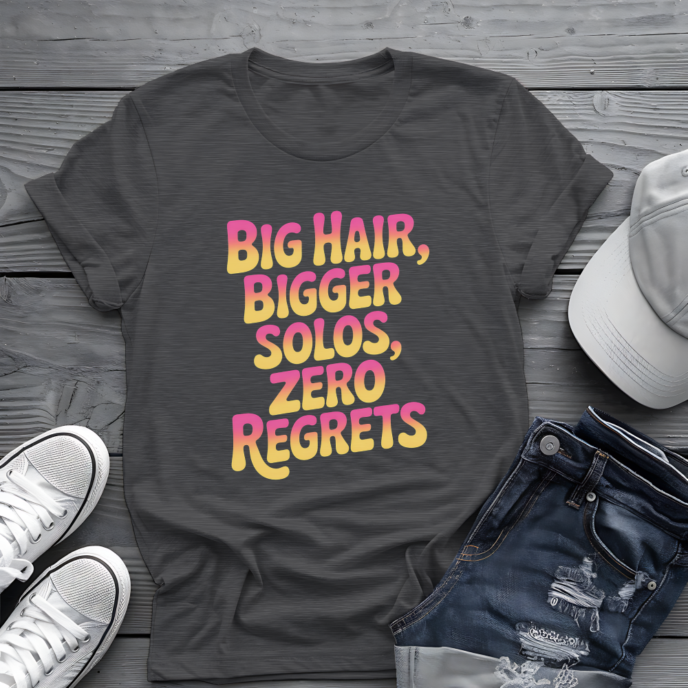 Big Hair & Solos Tee 🎸 80s Rock Attitude Shirt