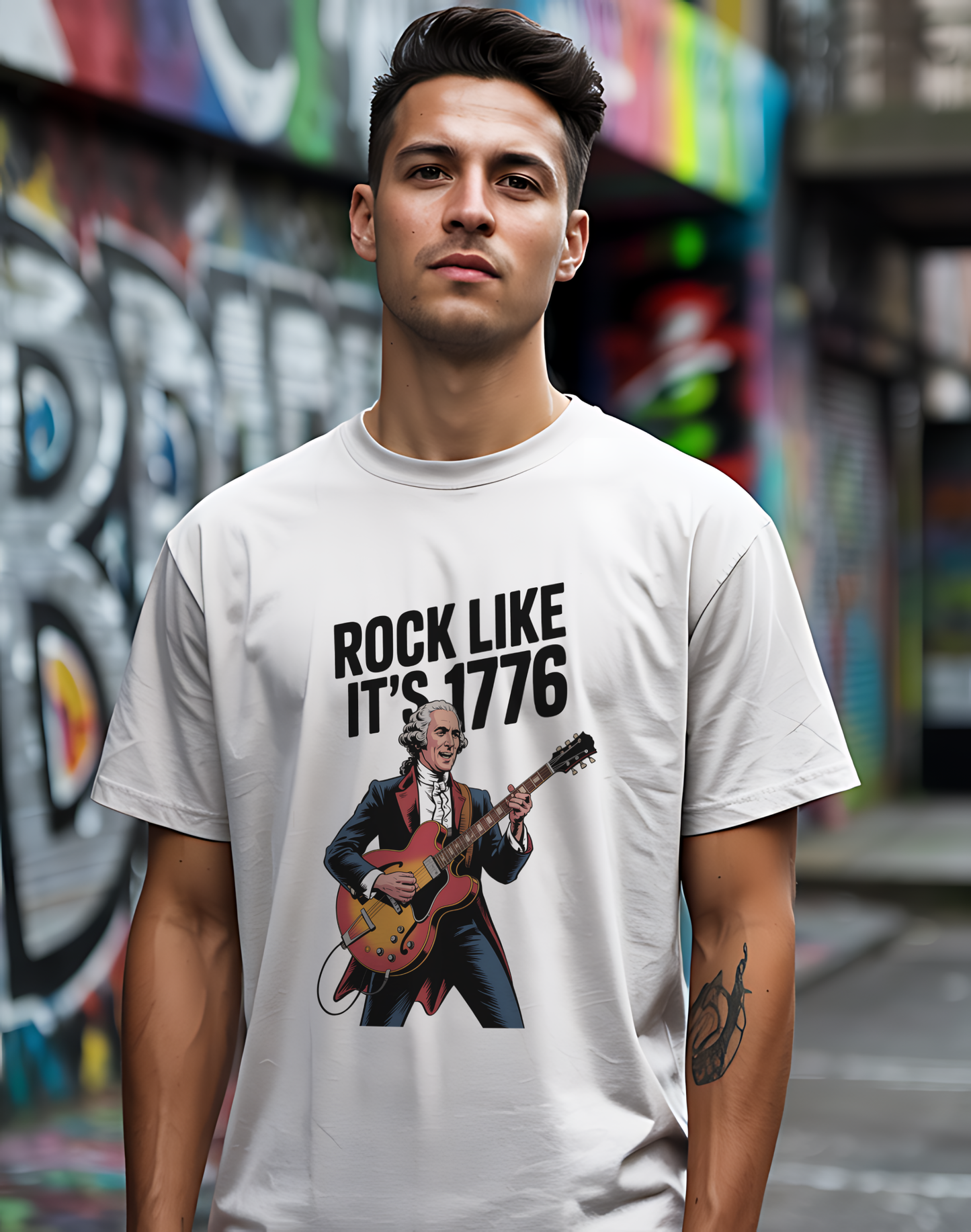 Rock Like 1776 Tee 🎸 Patriotic 4th of July Guitar Shirt - Founding Father Shirt