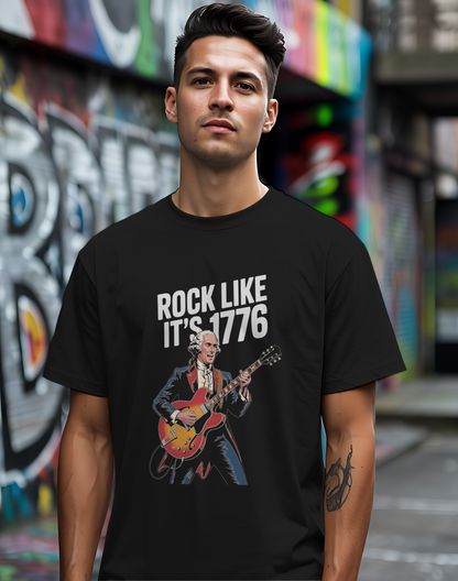 Rock Like 1776 Tee 🎸 Patriotic 4th of July Guitar Shirt - Founding Father Shirt