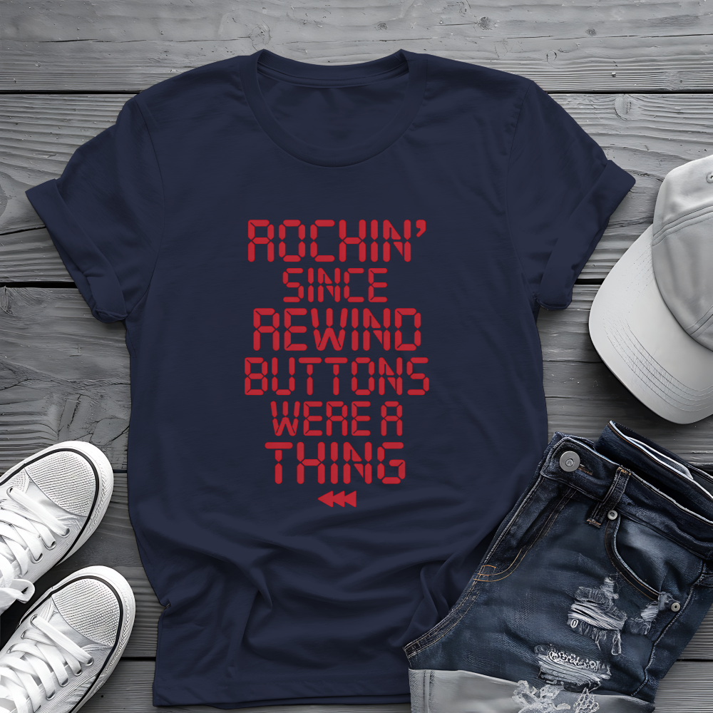 Rewind Rock Tee ⏪ Funny Retro Music Cassette Shirt