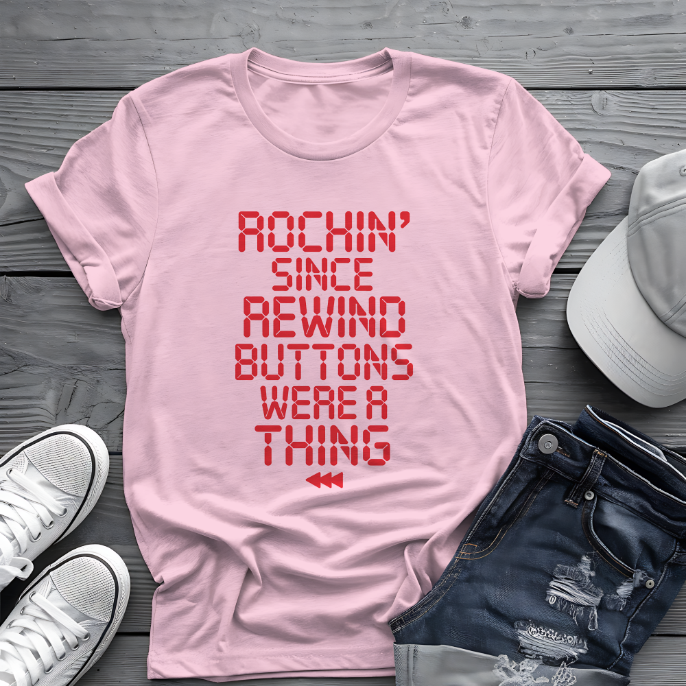 Rewind Rock Tee ⏪ Funny Retro Music Cassette Shirt