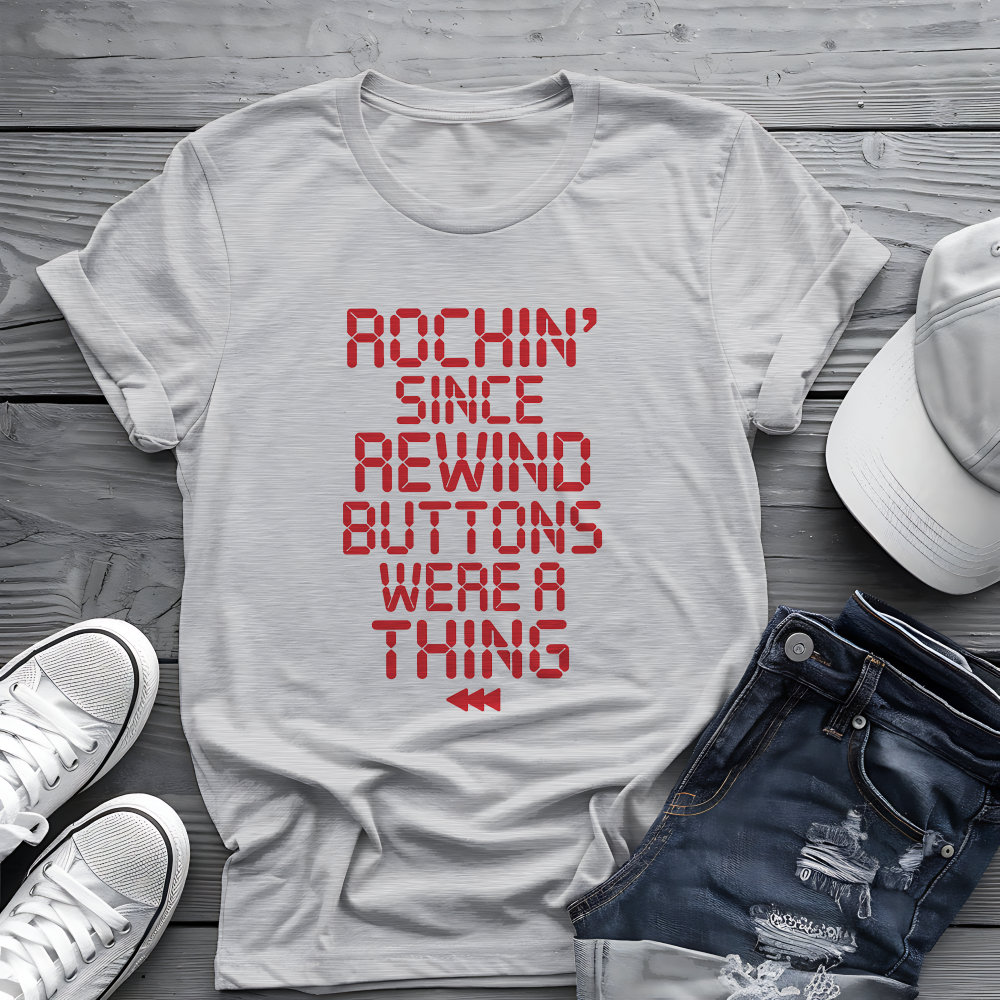 Rewind Rock Tee ⏪ Funny Retro Music Cassette Shirt