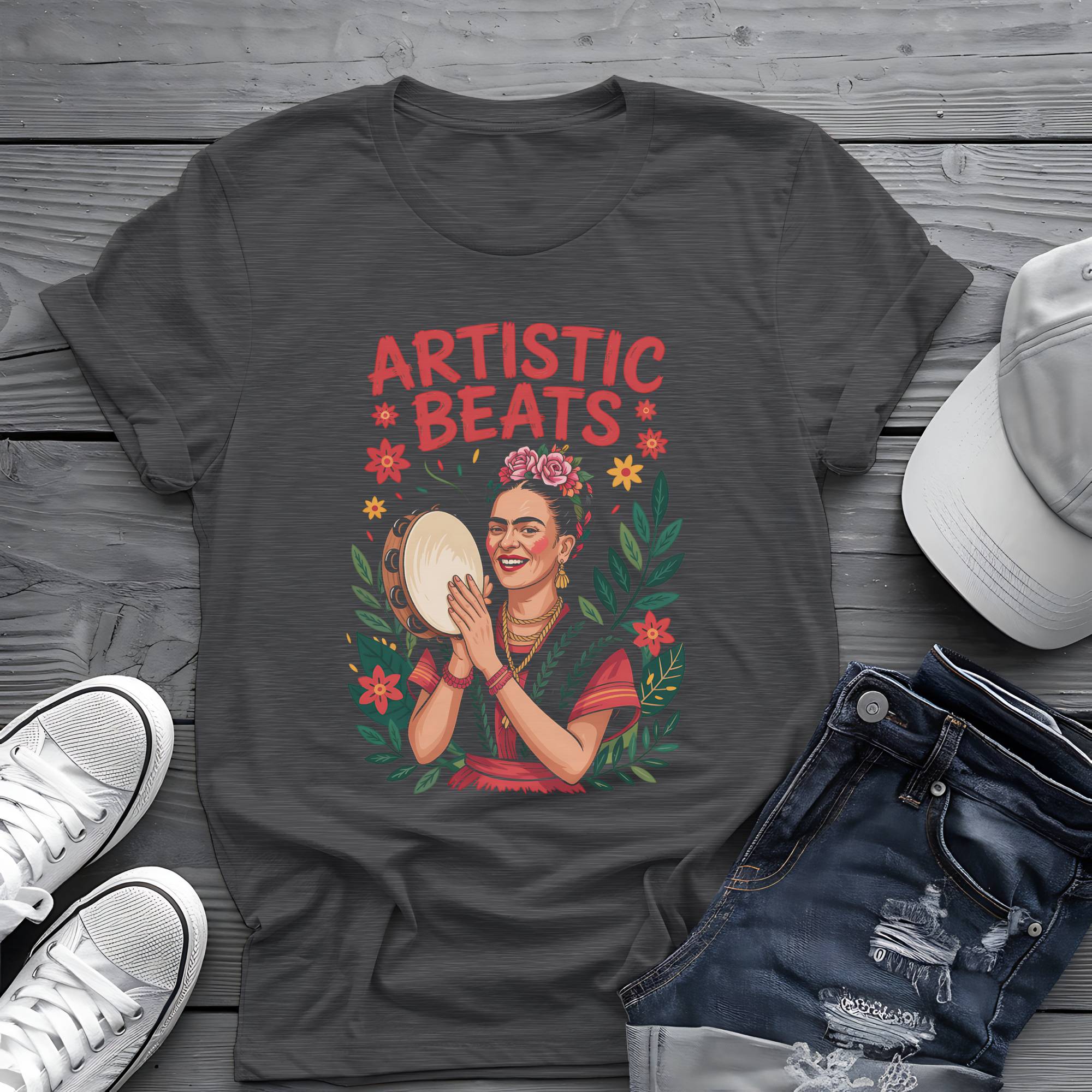 Artistic Beats: Frida’s Folk Tambourine Graphic Tee 🌺🪘