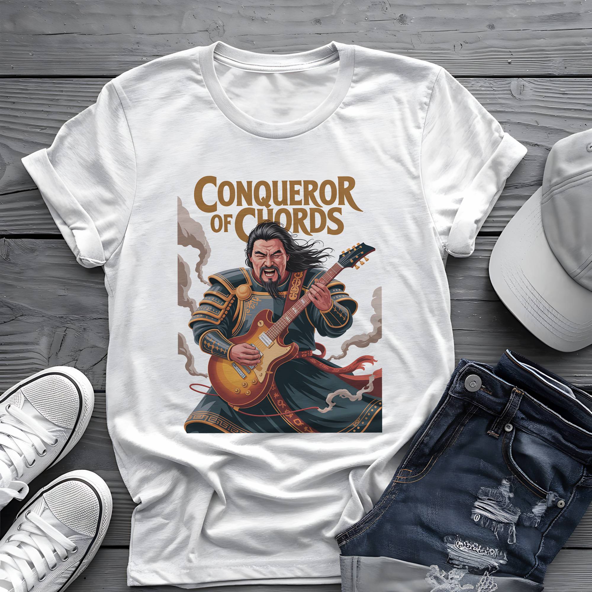 Conqueror of Chords: Genghis Khan Rock God Graphic Tee 🐎🎸