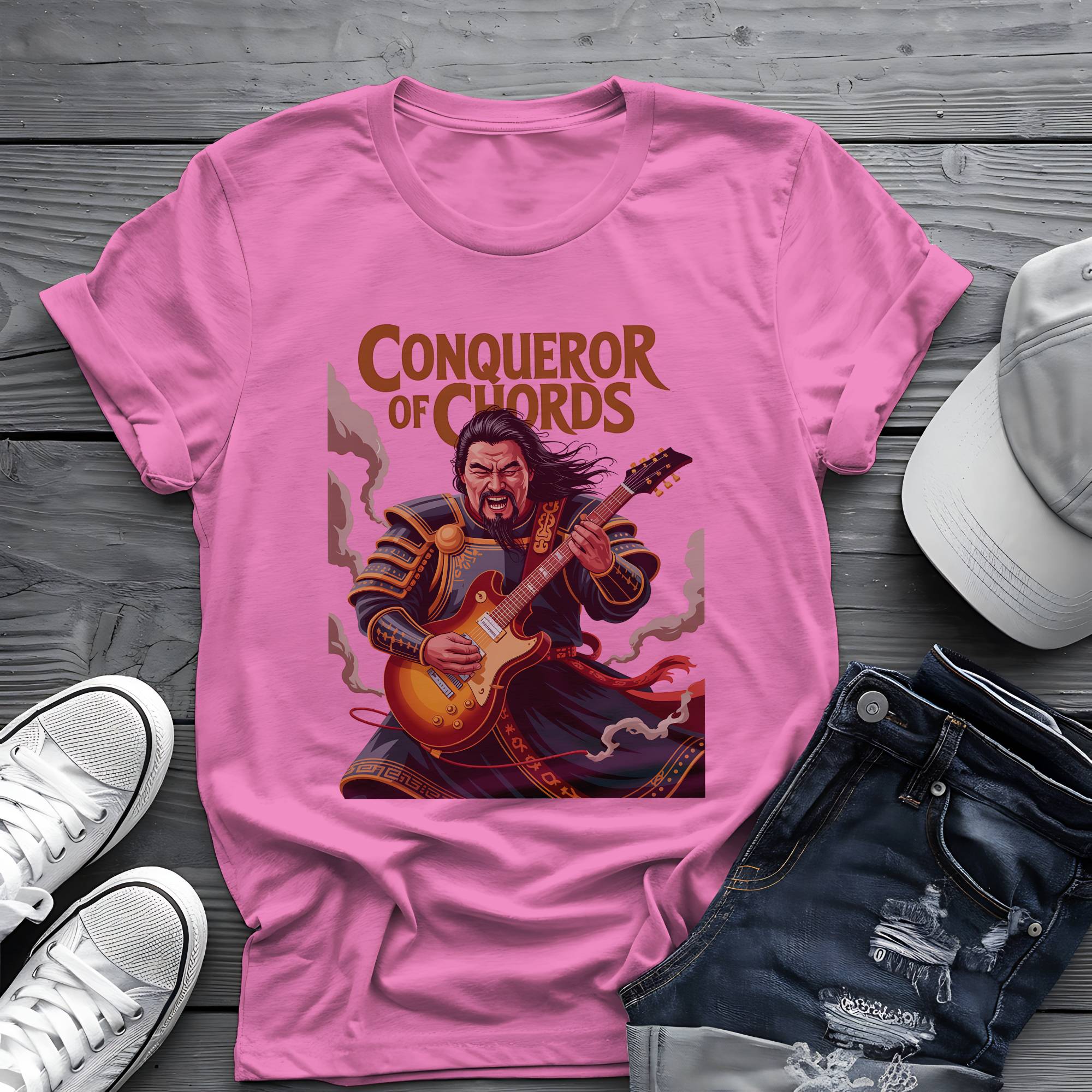 Conqueror of Chords: Genghis Khan Rock God Graphic Tee 🐎🎸