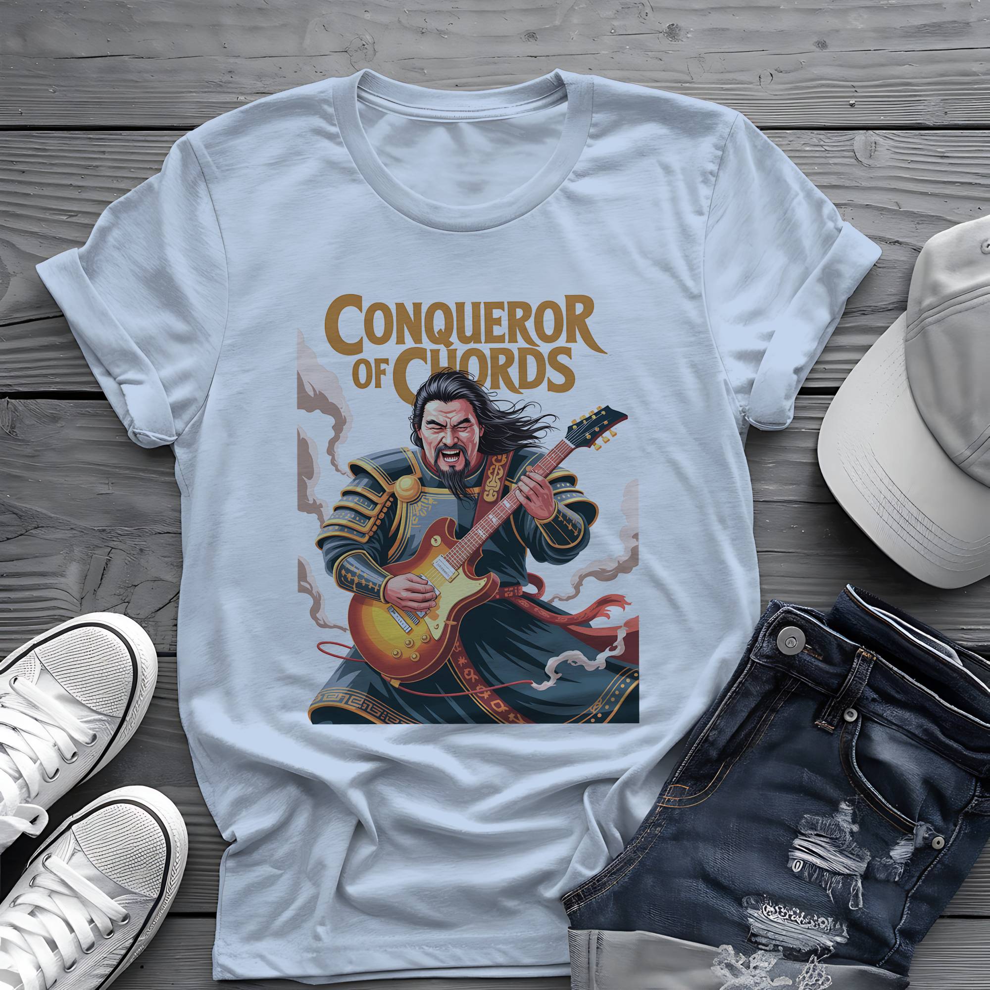 Conqueror of Chords: Genghis Khan Rock God Graphic Tee 🐎🎸