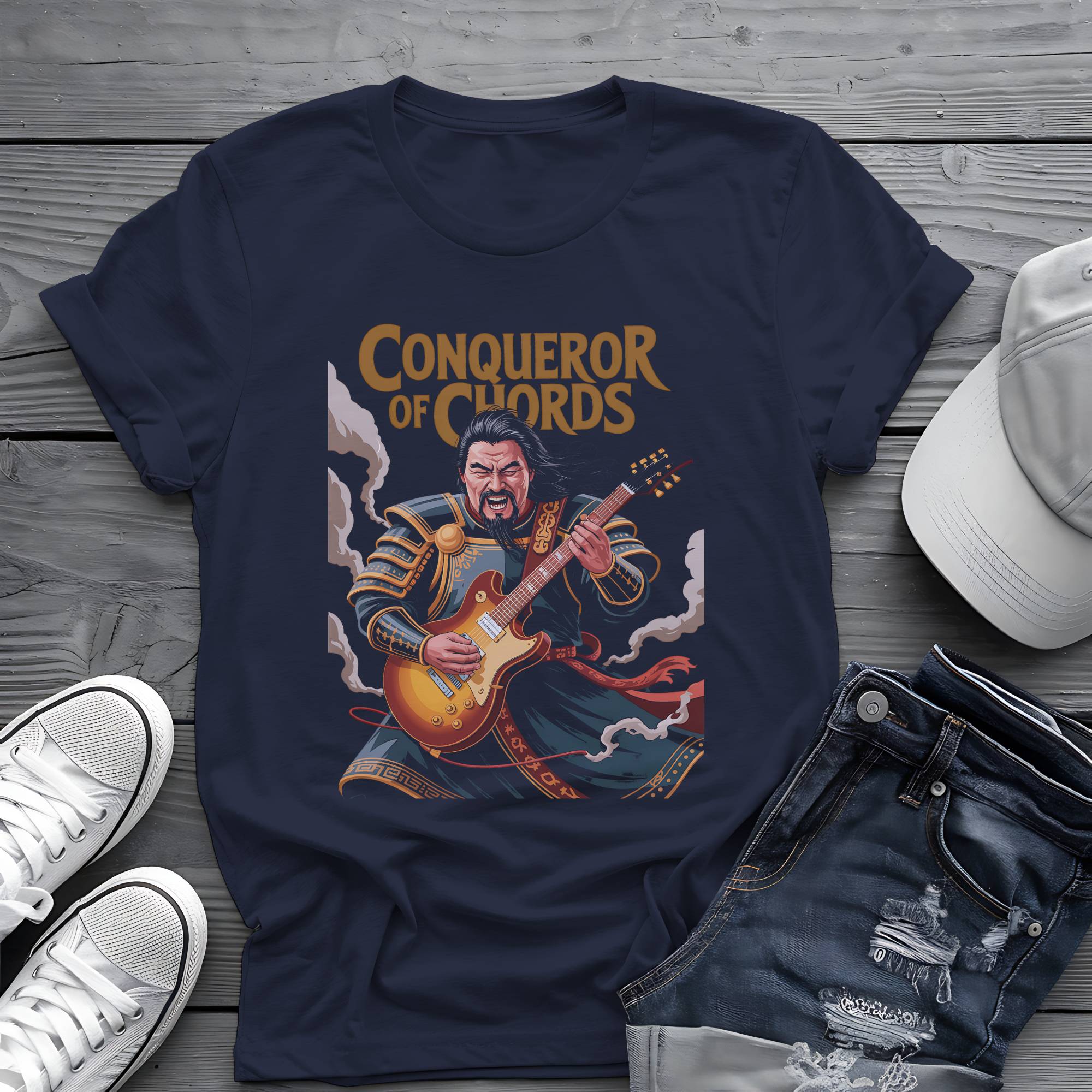 Conqueror of Chords: Genghis Khan Rock God Graphic Tee 🐎🎸