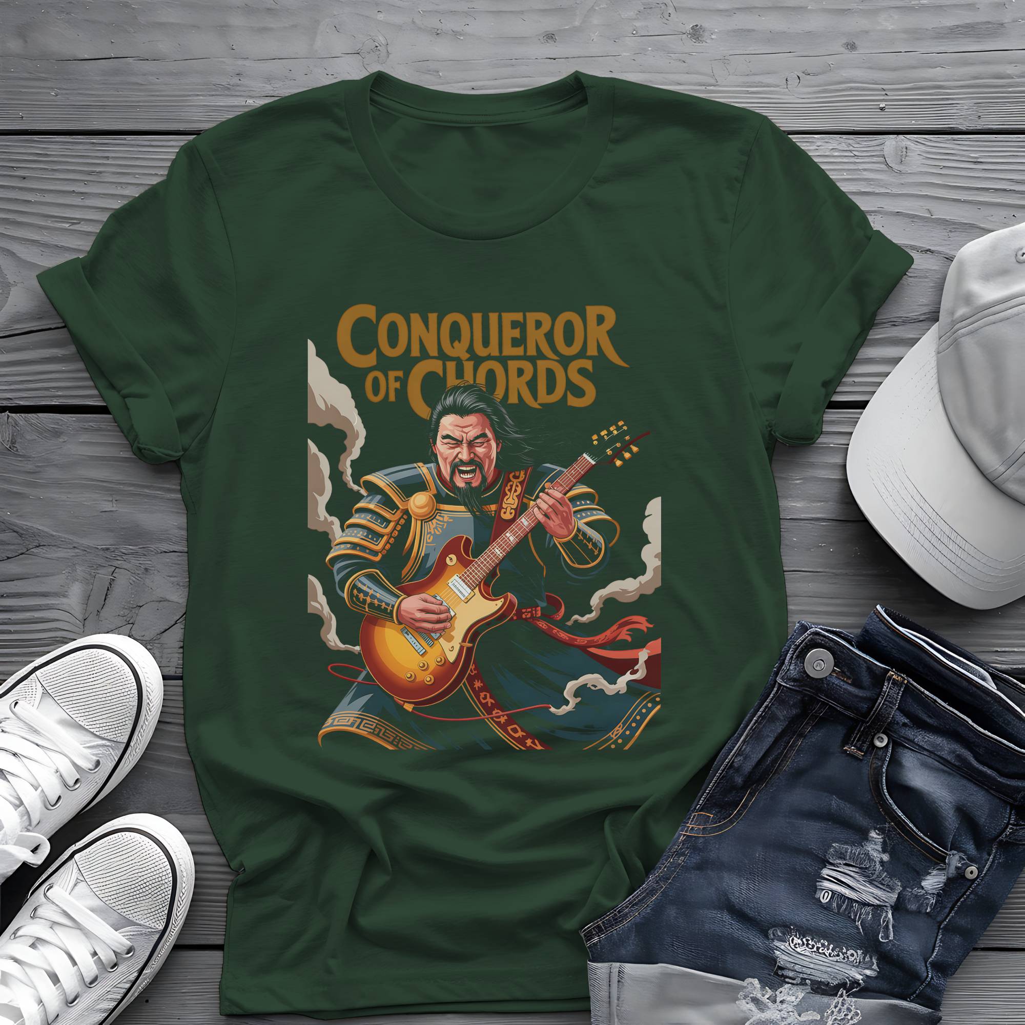 Conqueror of Chords: Genghis Khan Rock God Graphic Tee 🐎🎸