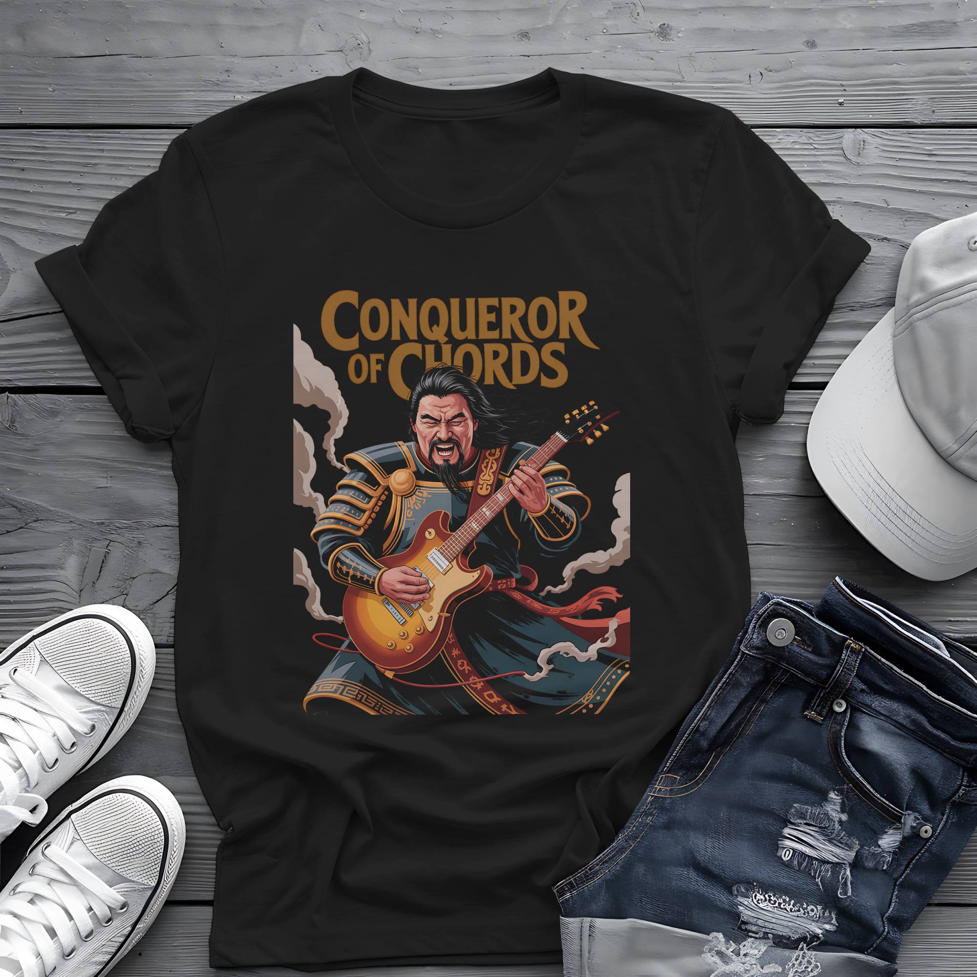 Conqueror of Chords: Genghis Khan Rock God Graphic Tee 🐎🎸
