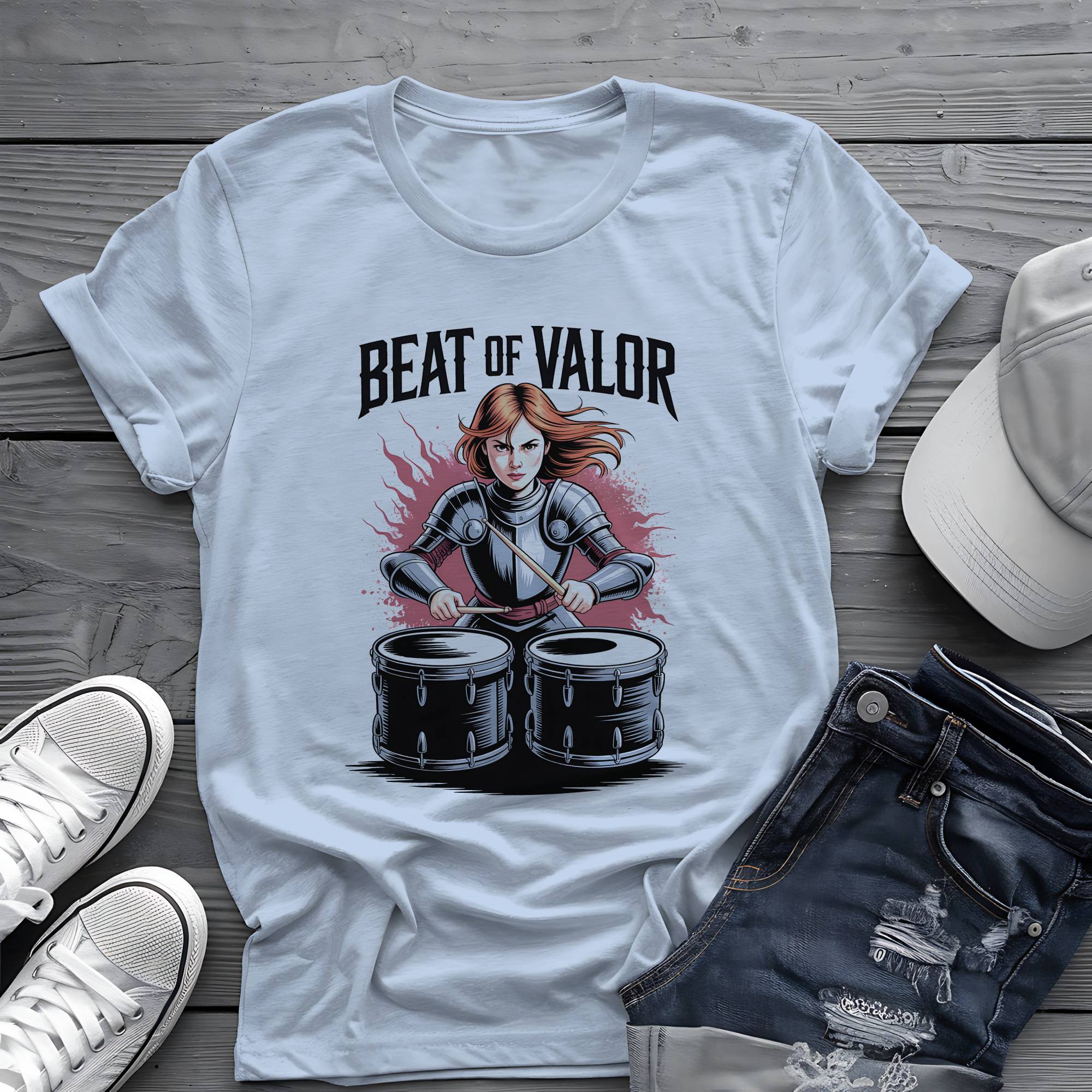 Beat of Valor: Joan of Arc Battle Drummer Graphic Tee 🥁⚔️