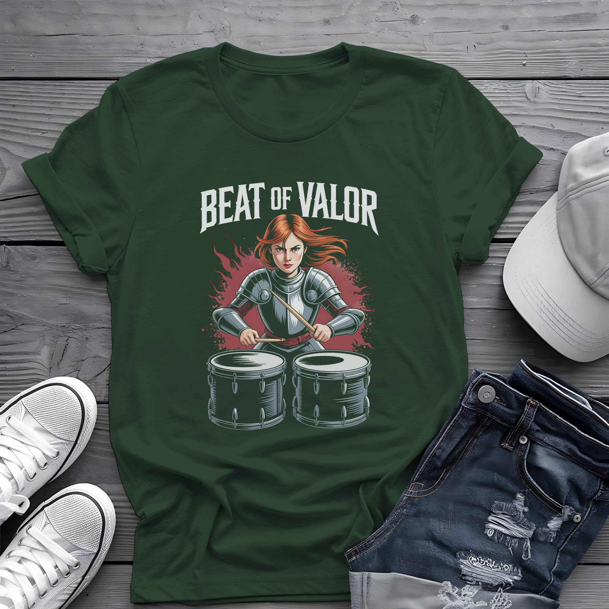 Beat of Valor: Joan of Arc Battle Drummer Graphic Tee 🥁⚔️