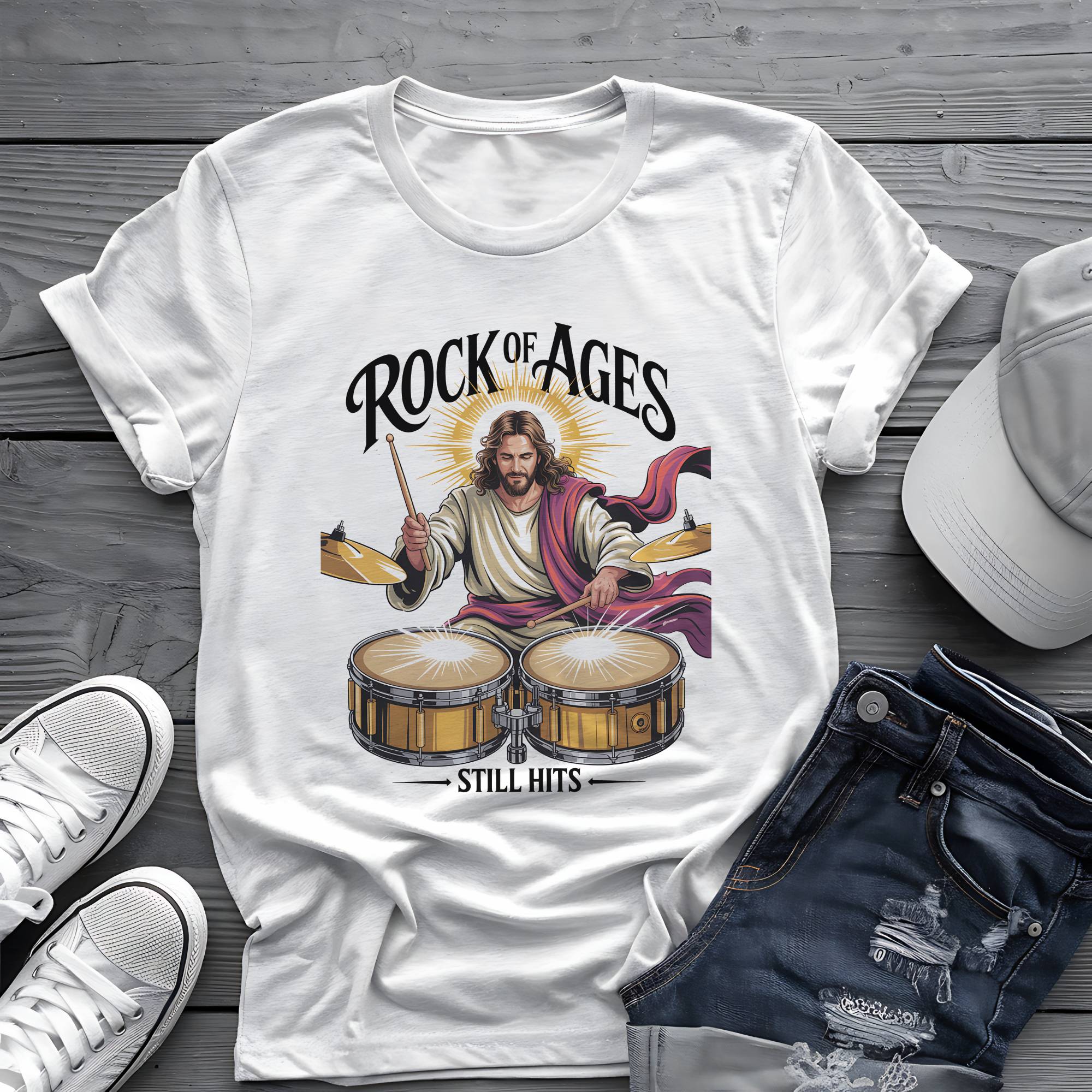 Rock of Ages: Gospel Groove Divine Drummer Graphic Tee 🥁✨