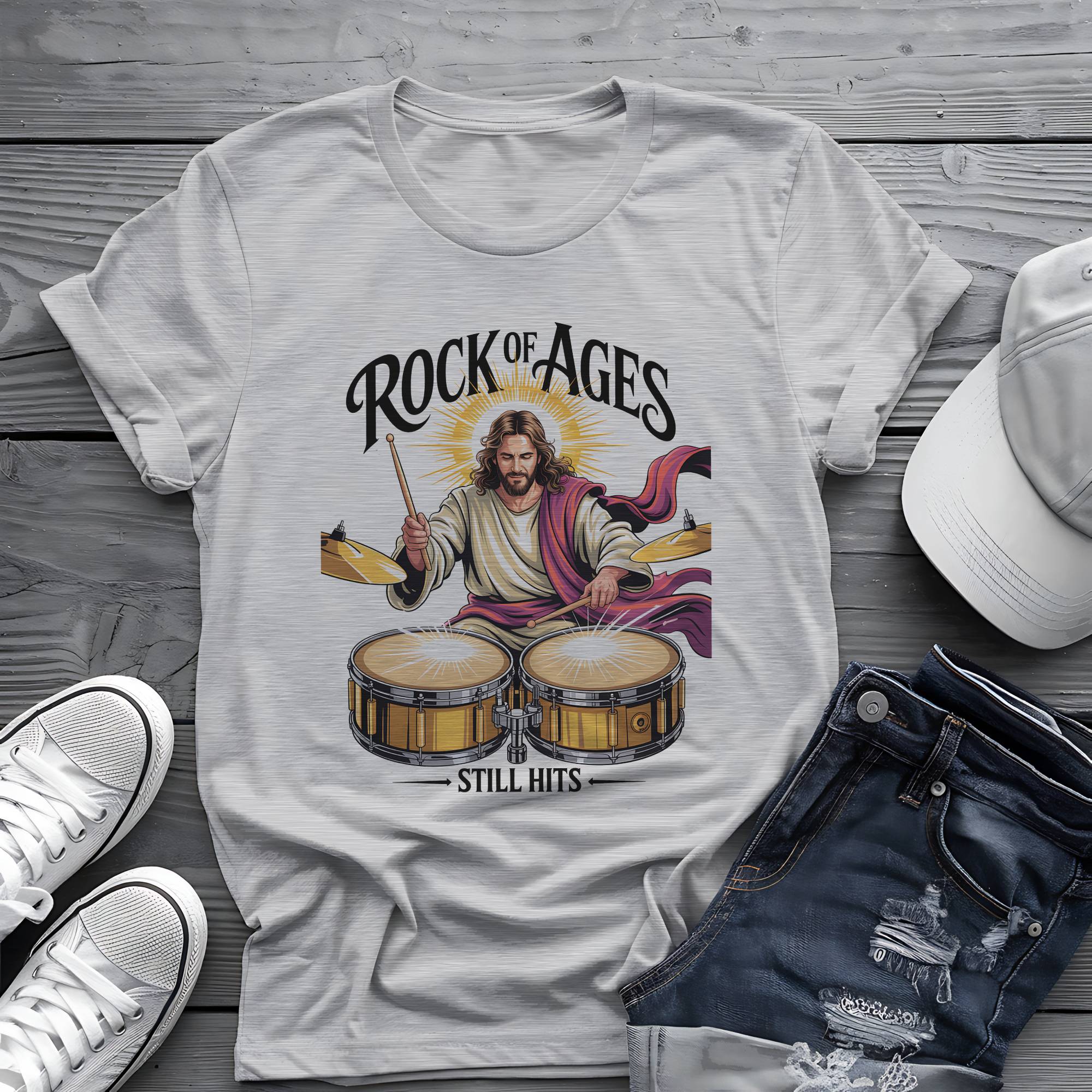 Rock of Ages: Gospel Groove Divine Drummer Graphic Tee 🥁✨